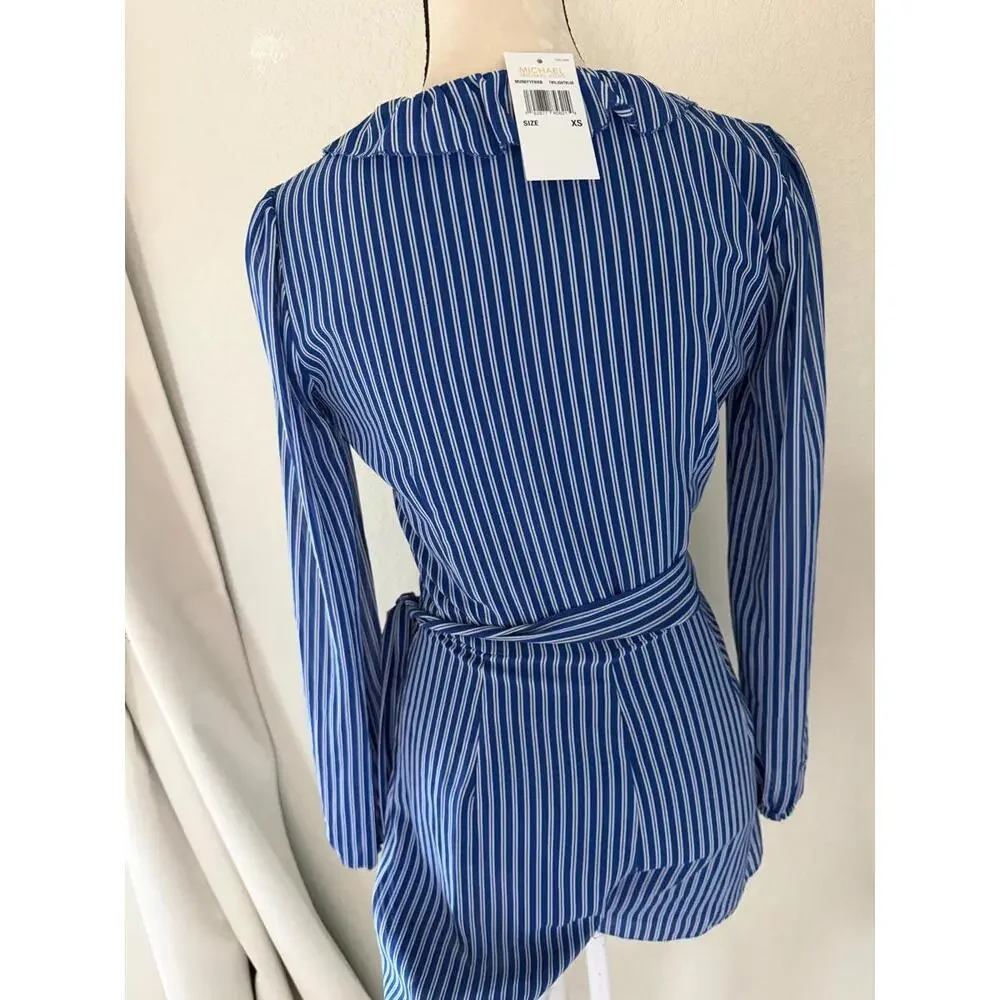 Michael Kors Women's‎ Striped Ruffled Romper